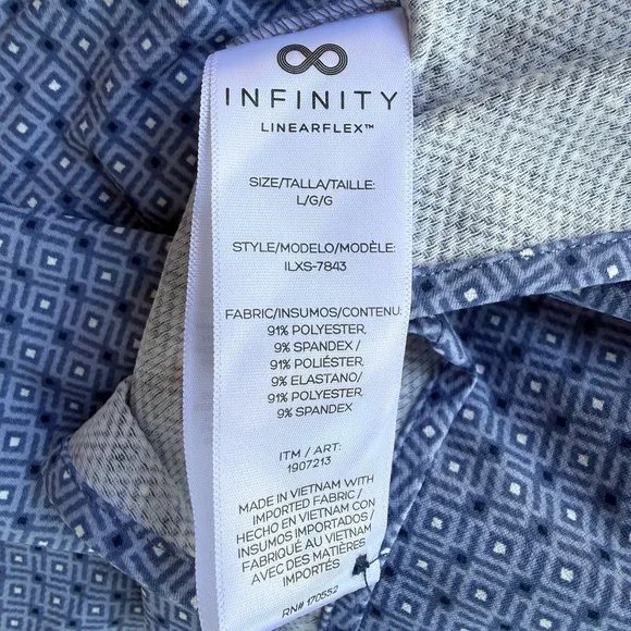 INFINITY MEN 'S LINEAR FLEX SHORT SLEEVE SHIRT, BLUE SIZE Lg - Picture 6 of 7